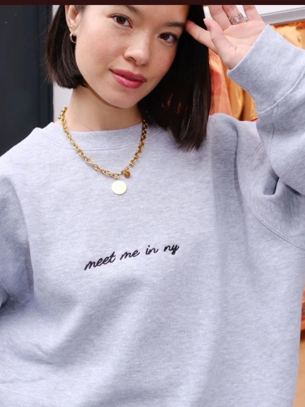 Mure + Grand Meet Me in NY Embroidered Sweatshirt gray new york